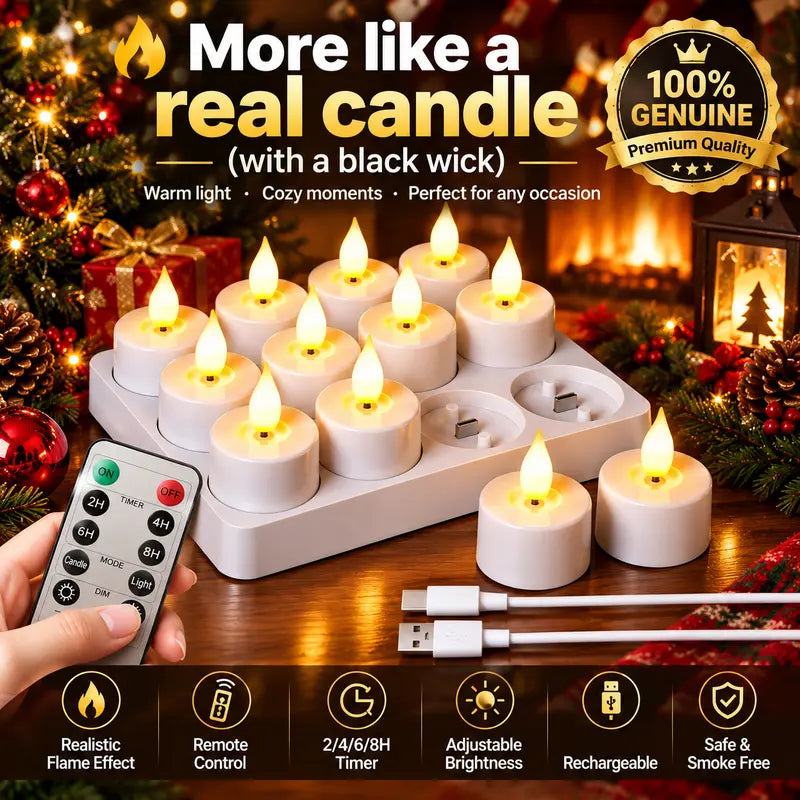 Realistic Rechargeable Flameless Tea Light Candles