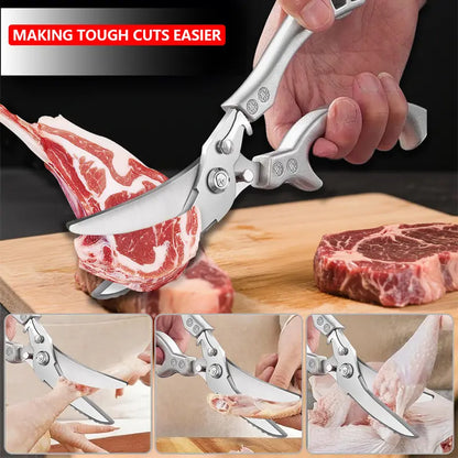 Heavy-Duty Stainless Steel Kitchen Shears with Safety Lock & Non-Slip Grip