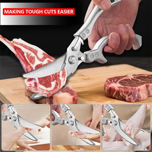Heavy-Duty Stainless Steel Kitchen Shears with Safety Lock & Non-Slip Grip