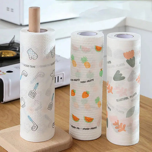 50pcs/Roll Reusable Non-Woven Kitchen Cleaning Cloth Rags | Buy 2 Get 1 Free