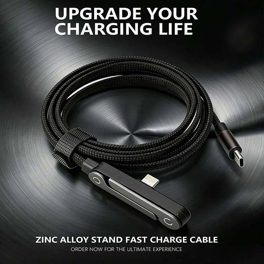 2-in-1 Retractable Zinc Alloy Stand Fast Charging Cable | Buy 1 Get 1 Free