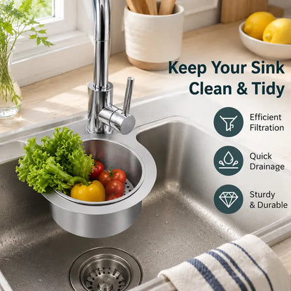 Stainless Steel Swan Sink Strainer Basket – Fast Drainage & Anti-Clog Kitchen Organizer