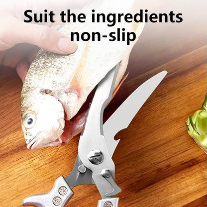 Heavy-Duty Stainless Steel Kitchen Shears with Safety Lock & Non-Slip Grip