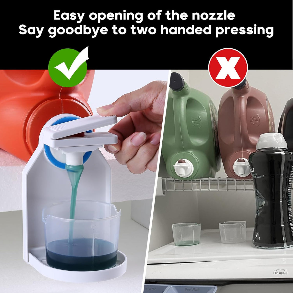No-Mess Laundry Detergent Dispenser & Cup Holder Stand for Easy Pouring