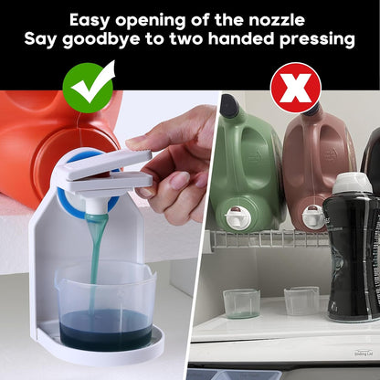 No-Mess Laundry Detergent Dispenser & Cup Holder Stand for Easy Pouring