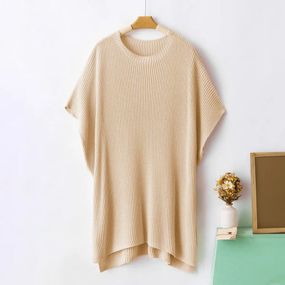 Women's Casual Oversized Knit Short-Sleeve Pullover Sweater