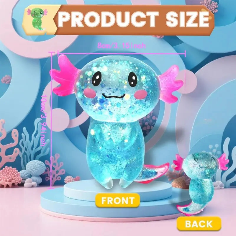 2-Pack Glitter Axolotl Squishy Sensory Fidget Toys for Stress Relief