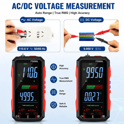 ADESKE Auto-Ranging True RMS Digital Multimeter with NCV & Alligator Clips