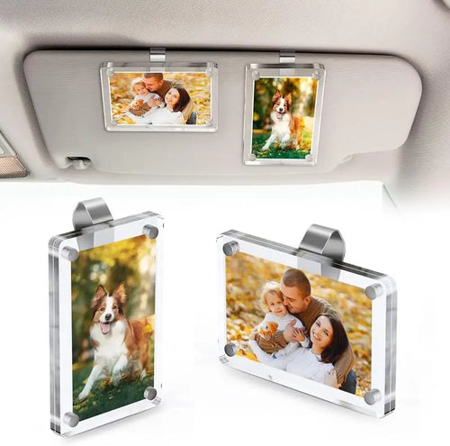 Crystal Magnetic Car Visor Photo Frame & Family Memory Display Clip