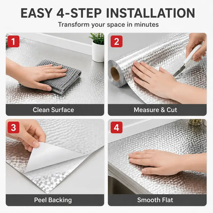 Heavy-Duty Peel-and-Stick Aluminum Foil Wallpaper for Oil-Proof & Heat-Resistant Kitchen Backsplash Protection