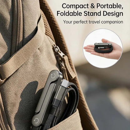 2-in-1 Retractable Zinc Alloy Stand Fast Charging Cable | Buy 1 Get 1 Free