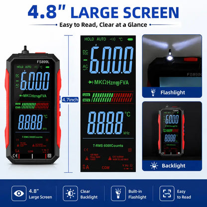 ADESKE Auto-Ranging True RMS Digital Multimeter with NCV & Alligator Clips