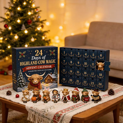 24-Day Highland Cow Christmas Advent Calendar & Collectible Toy Gift Set