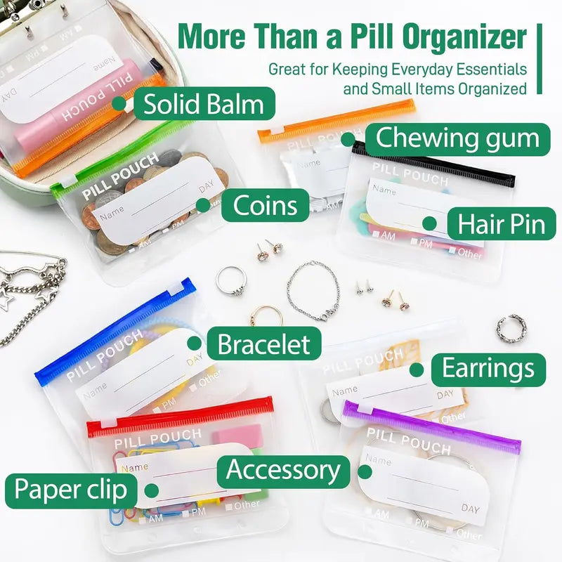 A8 Waterproof Weekly Pill Organizer & Color-Coded Pouch Set