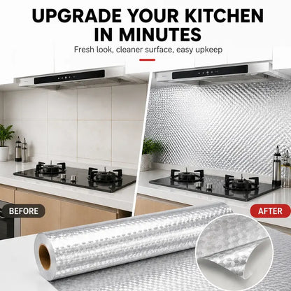 Heavy-Duty Peel-and-Stick Aluminum Foil Wallpaper for Oil-Proof & Heat-Resistant Kitchen Backsplash Protection