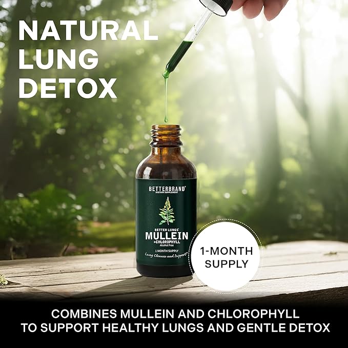 Natural Respiratory Support & Lung Detox - Mullein Leaf & Chlorophyll Drops