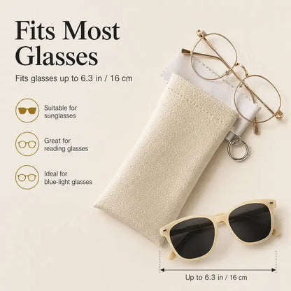 Minimalist Leather Eyeglass Pouch with Automatic Squeeze Closure