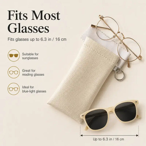 Minimalist Leather Eyeglass Pouch with Automatic Squeeze Closure