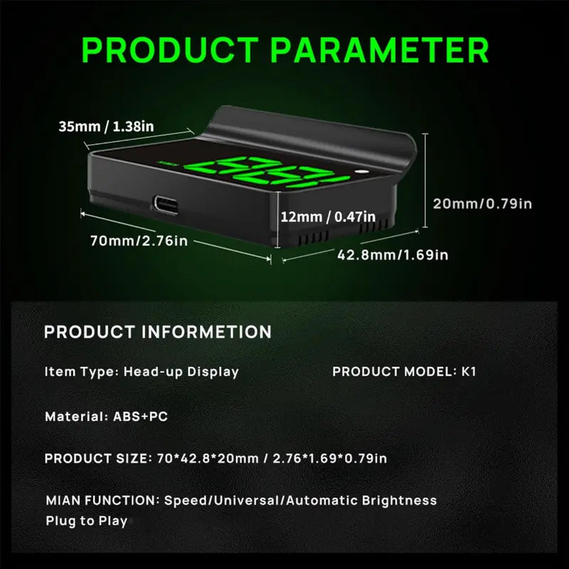 Universal Universal GPS HUD Speedometer With HD Green Screen