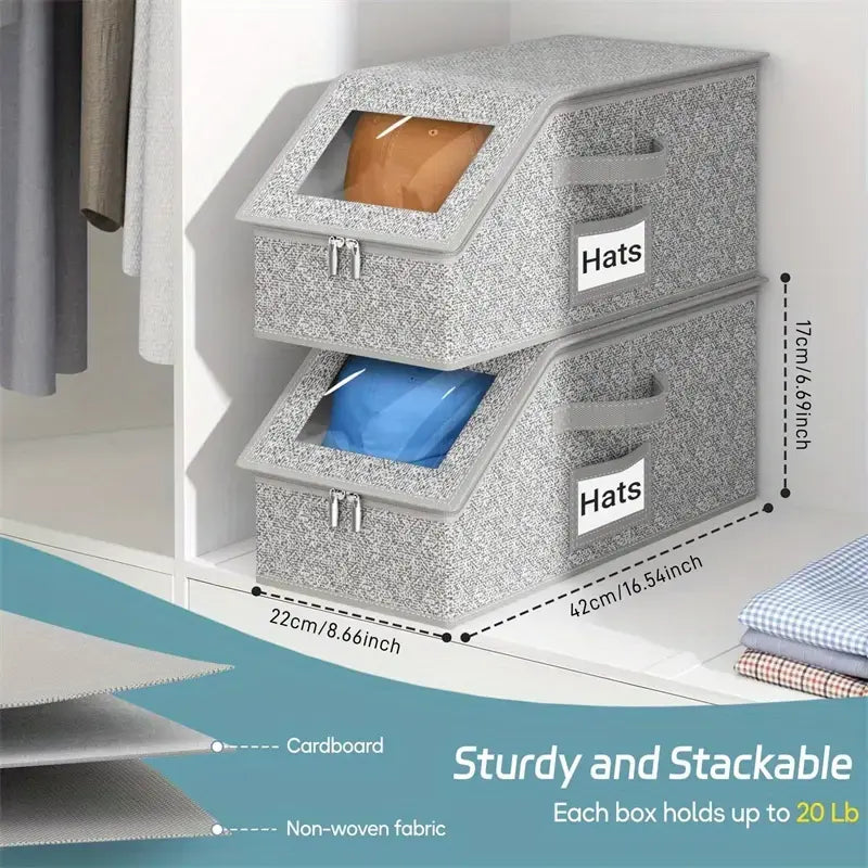 Stackable Baseball Cap Storage Box & Hat Organizer