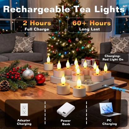 Realistic Rechargeable Flameless Tea Light Candles