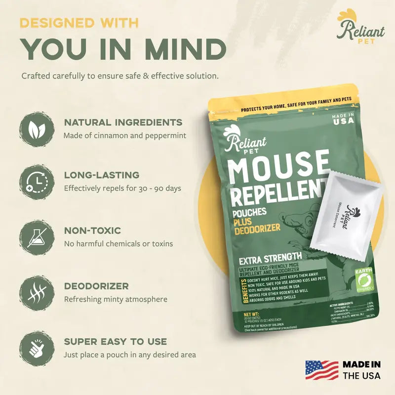 Natural Peppermint Mouse Repellent & Rodent Deterrent Pouches