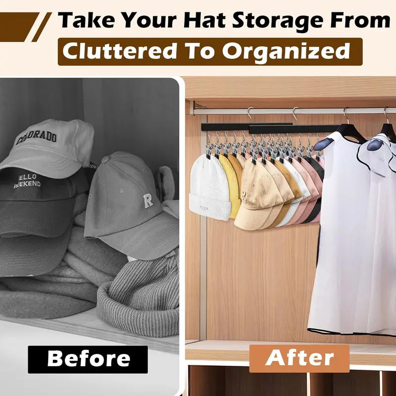 Multi-Clip Space-Saving Closet Hanger for Hats & Pants