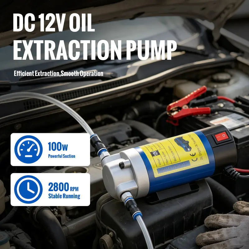 12V Portable Electric Oil Extractor Pump – Fast DIY Fluid & Oil Change Tool for Cars and Mowers