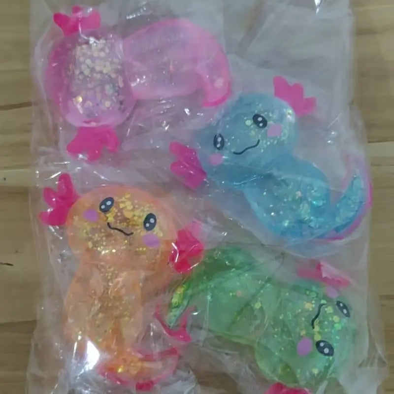 2-Pack Glitter Axolotl Squishy Sensory Fidget Toys for Stress Relief