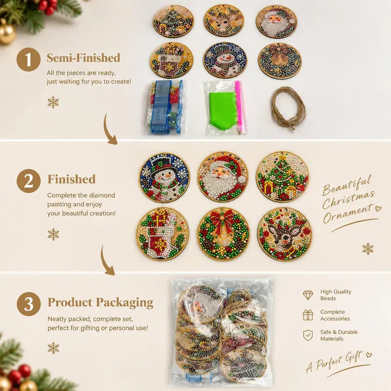 5D Diamond Painting Christmas Ornaments - DIY Holiday Tree Decor Kit
