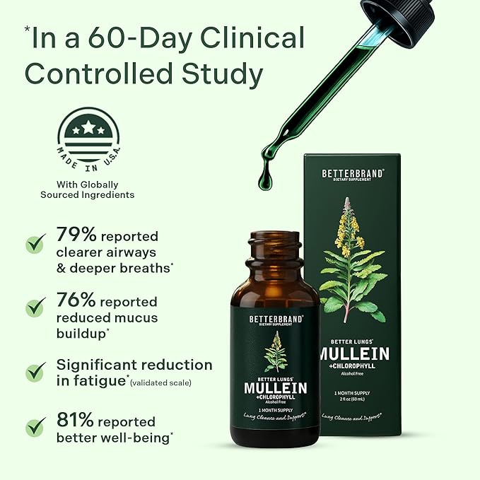 Natural Respiratory Support & Lung Detox - Mullein Leaf & Chlorophyll Drops