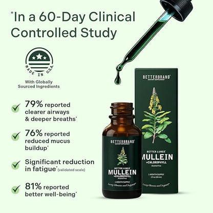 Natural Respiratory Support & Lung Detox - Mullein Leaf & Chlorophyll Drops