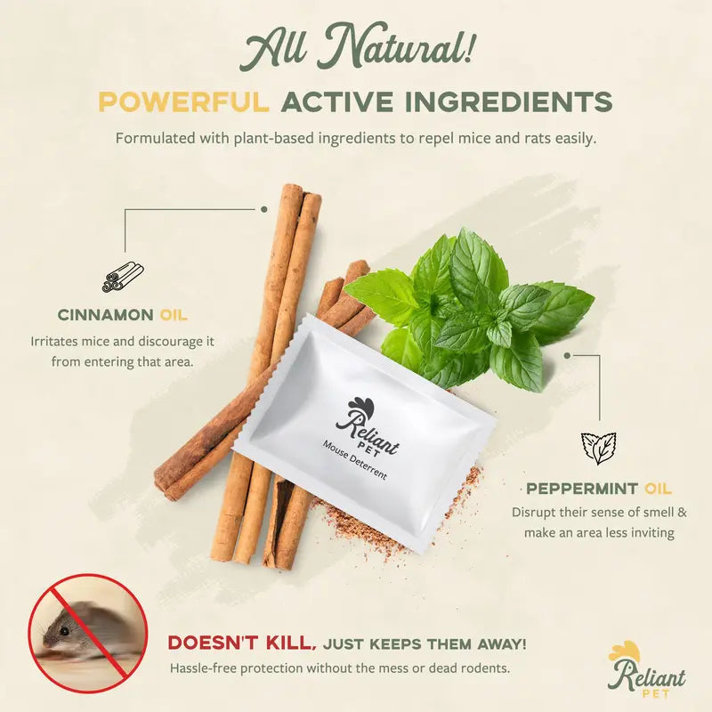 Natural Peppermint Mouse Repellent & Rodent Deterrent Pouches