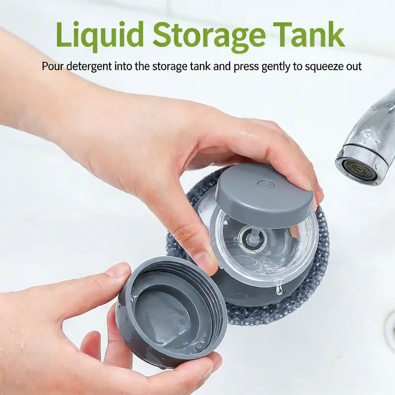 Automatic Soap-Dispensing Pot Brush with Replaceable Scrubber Heads | Buy 1 Get 1 Free