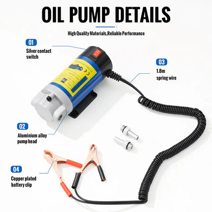 12V Portable Electric Oil Extractor Pump – Fast DIY Fluid & Oil Change Tool for Cars and Mowers