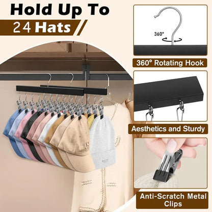 Multi-Clip Space-Saving Closet Hanger for Hats & Pants