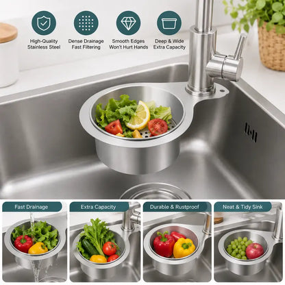 Stainless Steel Swan Sink Strainer Basket – Fast Drainage & Anti-Clog Kitchen Organizer