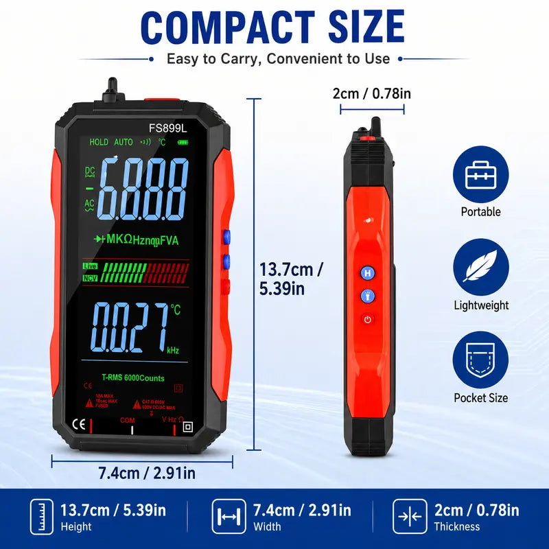 ADESKE Auto-Ranging True RMS Digital Multimeter with NCV & Alligator Clips