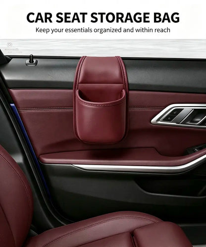 Universal Leather Car Door Side Organizer Box - Double Layer Phone & Glasses Pocket