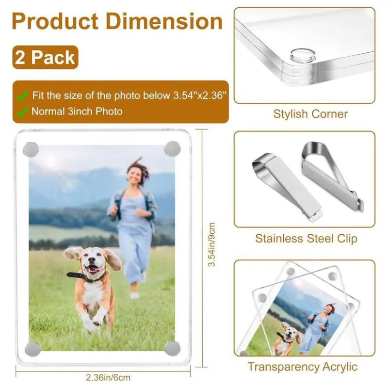 Crystal Magnetic Car Visor Photo Frame & Family Memory Display Clip