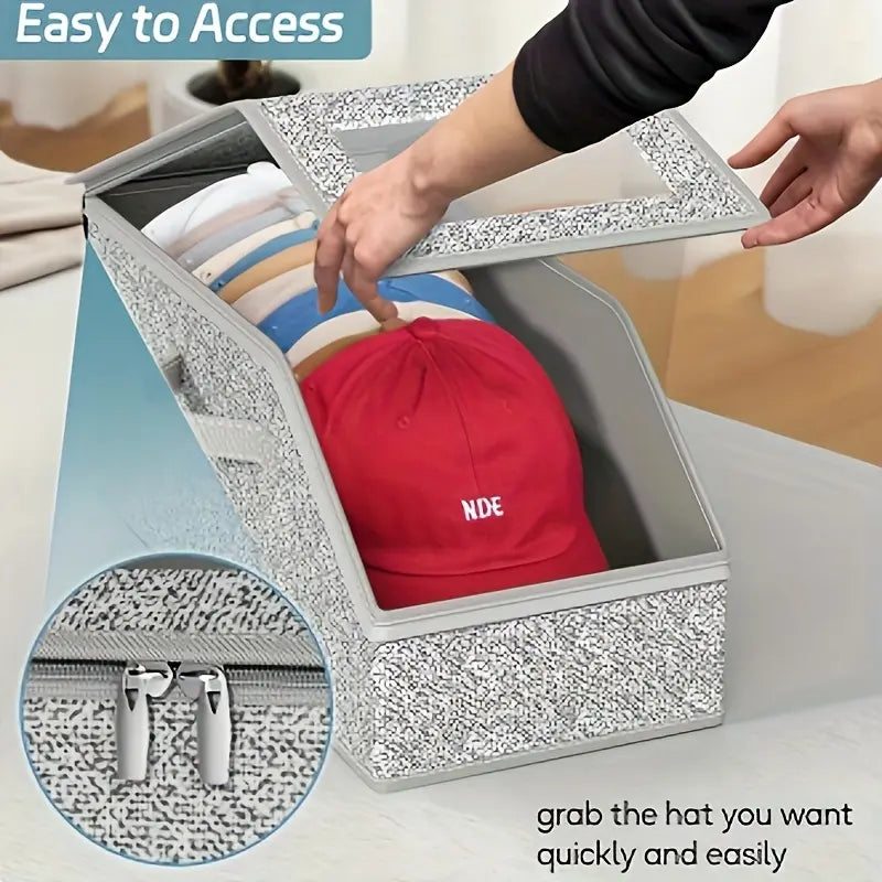 Stackable Baseball Cap Storage Box & Hat Organizer