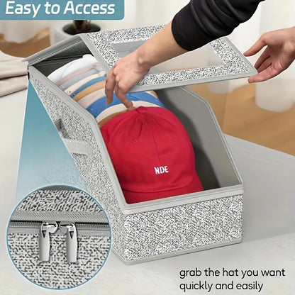 Stackable Baseball Cap Storage Box & Hat Organizer