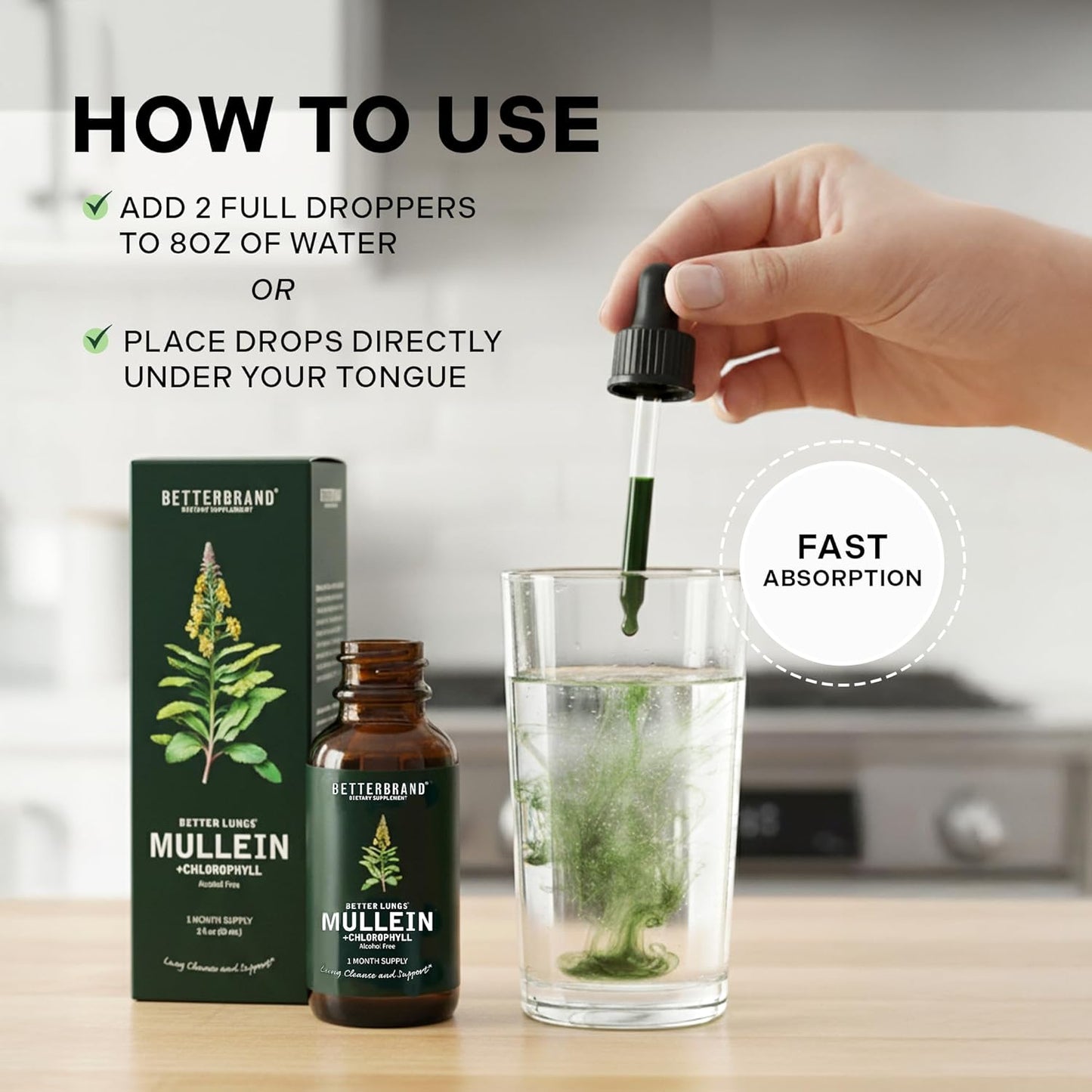 Natural Respiratory Support & Lung Detox - Mullein Leaf & Chlorophyll Drops