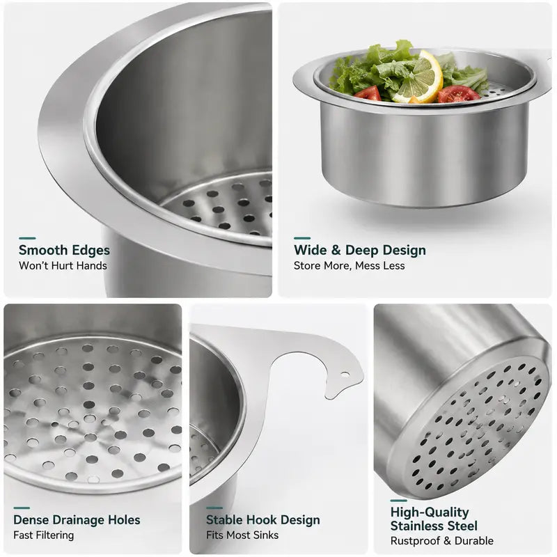 Stainless Steel Swan Sink Strainer Basket – Fast Drainage & Anti-Clog Kitchen Organizer