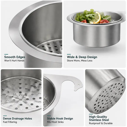 Stainless Steel Swan Sink Strainer Basket – Fast Drainage & Anti-Clog Kitchen Organizer
