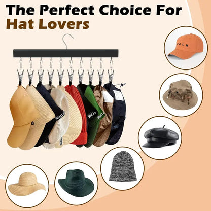 Multi-Clip Space-Saving Closet Hanger for Hats & Pants