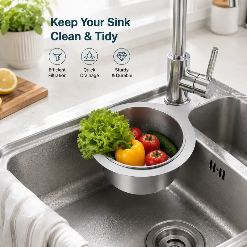 Stainless Steel Swan Sink Strainer Basket – Fast Drainage & Anti-Clog Kitchen Organizer