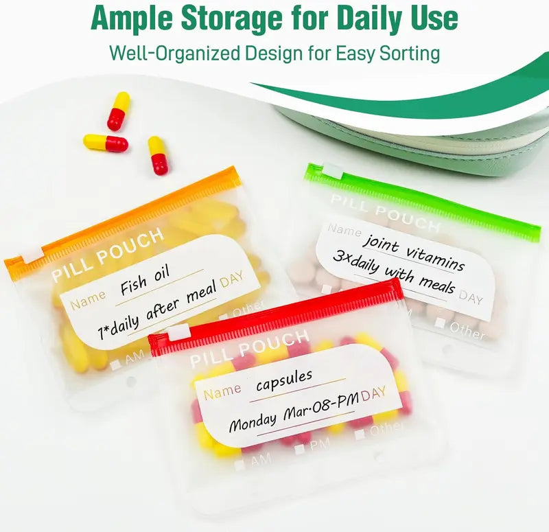 A8 Waterproof Weekly Pill Organizer & Color-Coded Pouch Set