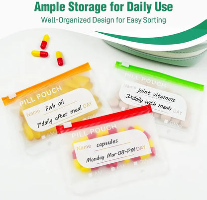 A8 Waterproof Weekly Pill Organizer & Color-Coded Pouch Set