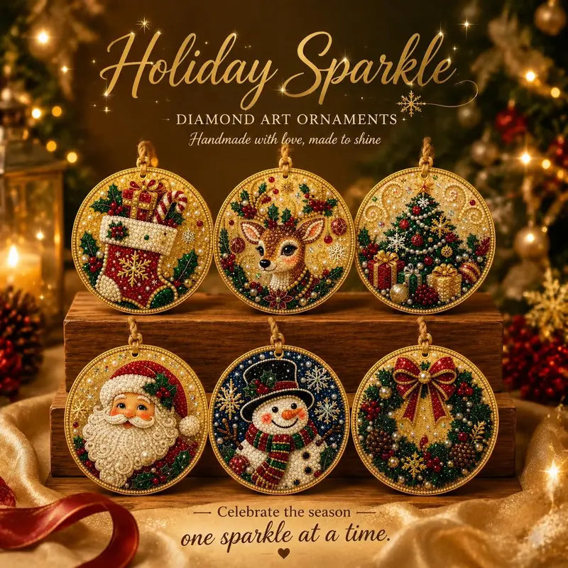 5D Diamond Painting Christmas Ornaments - DIY Holiday Tree Decor Kit